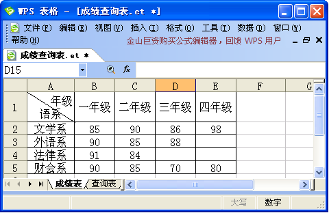 WPS表格中自適應(yīng)成績(jī)查詢系統(tǒng)